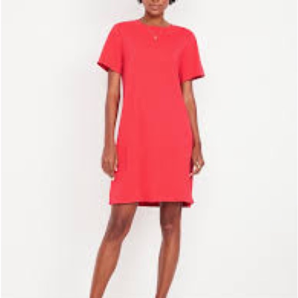 Old Navy Vintage Crew-Neck Mini T-Shirt Dress Bright Coral